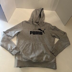 Puma Hoodie Medium Grey Women's Pullover Large Print